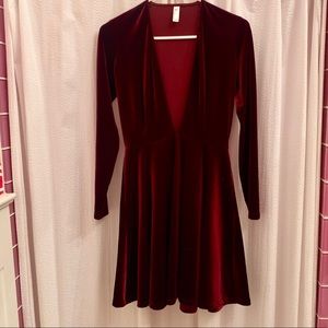 Velvet deep V dress